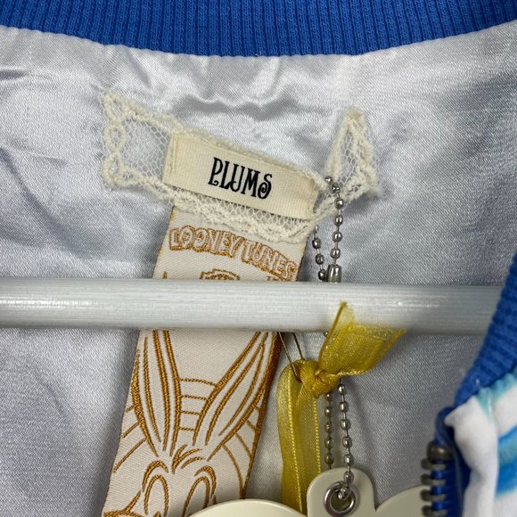 Plums Looney Tunes Jacket Womens XS Blue Tweety Bird Bomber Full Zip Front - Picture 5 of 11